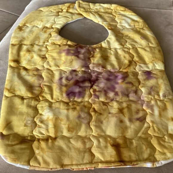 Handmade Double Sided Quilted Yellow Baby Bib - Picture 4 of 4